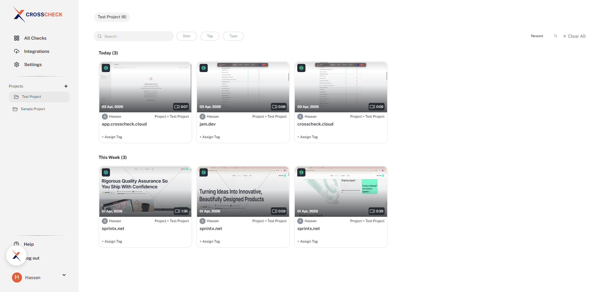 Checks displayed in grid view with thumbnail previews